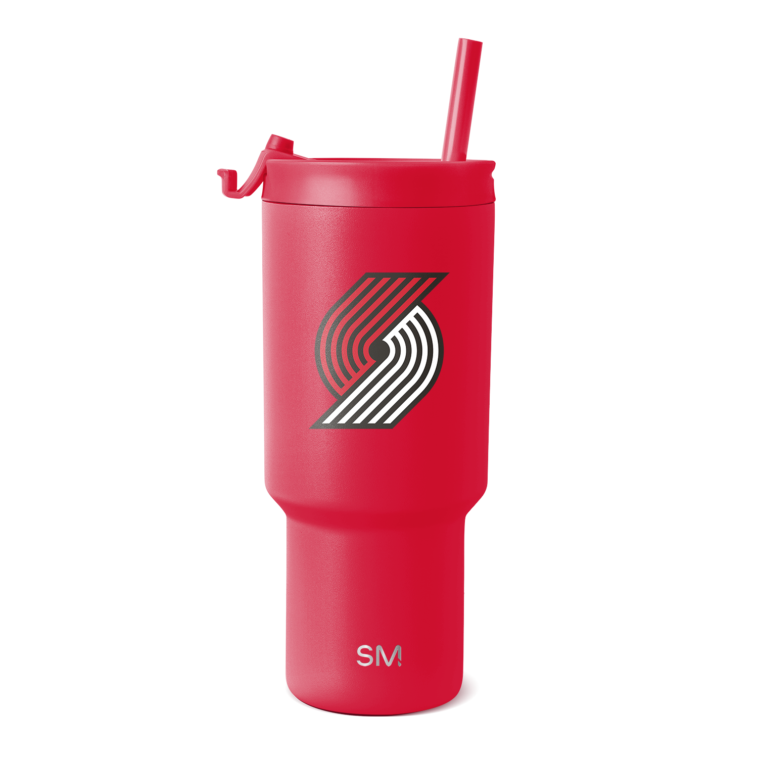 Bright red cylindrical tumbler with matching red straw