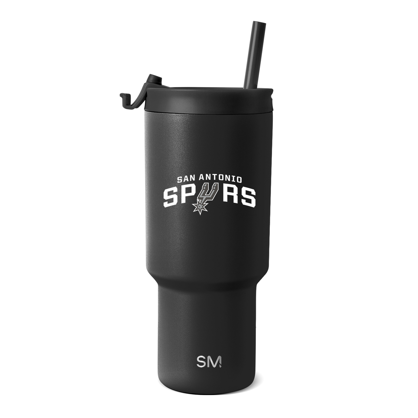 Matte black tumbler with dark charcoal finish on white background