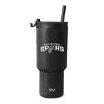 Matte black tumbler with dark charcoal finish on white background