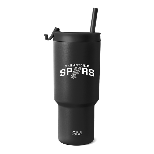 Matte black tumbler with dark charcoal finish on white background