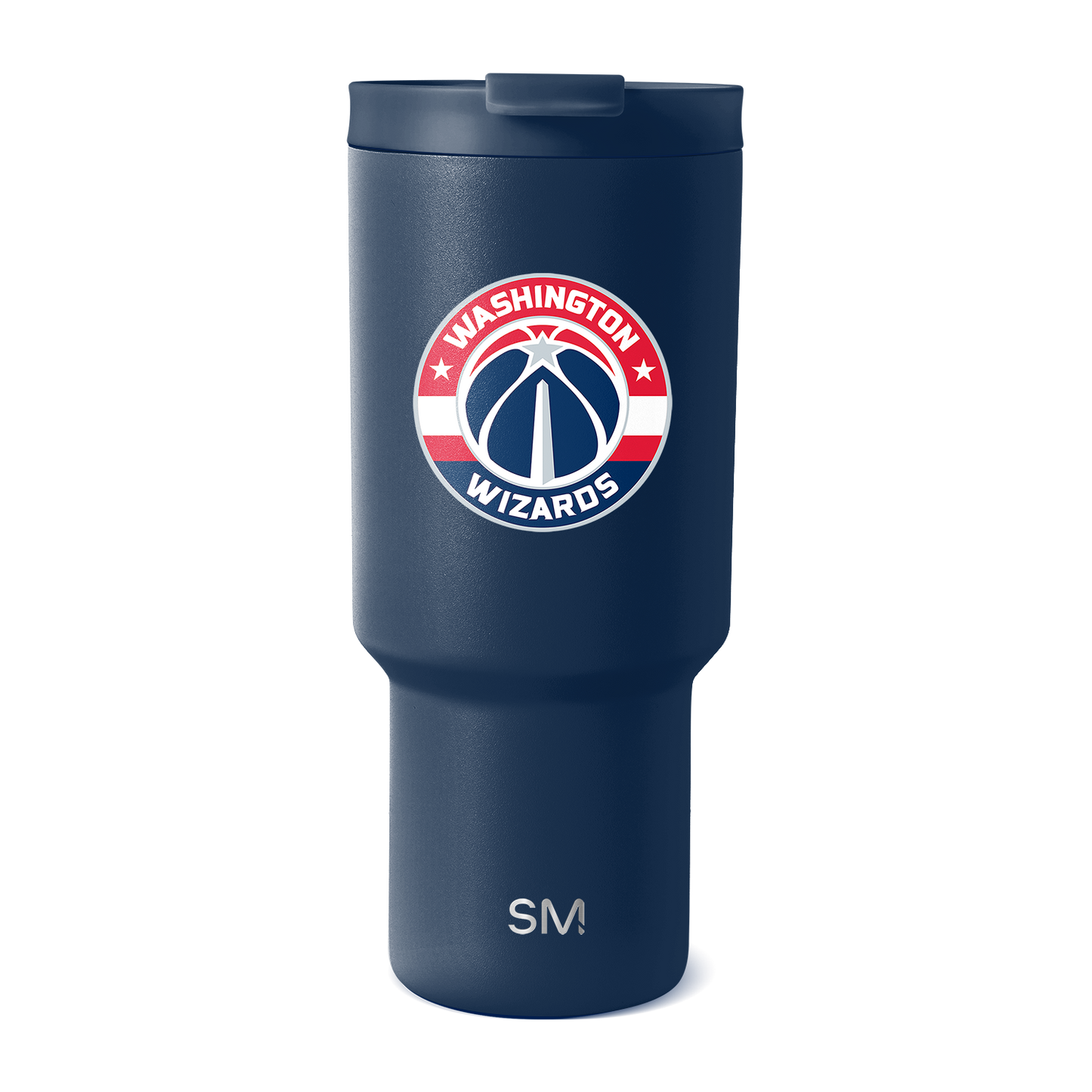 Navy blue Washington Wizards tumbler with red, white, and dark navy logo accents