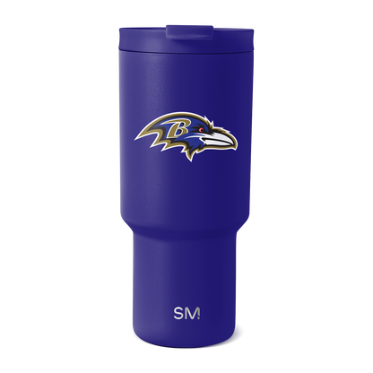 Deep purple metallic tumbler with matching lid, featuring a durable powder-coated finish and rich saturated color with subtle sheen.