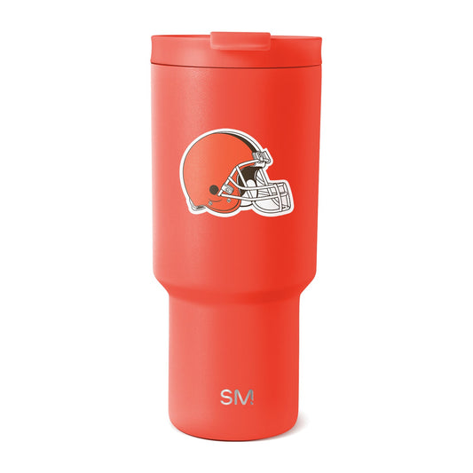 Coral-red tumbler with white background