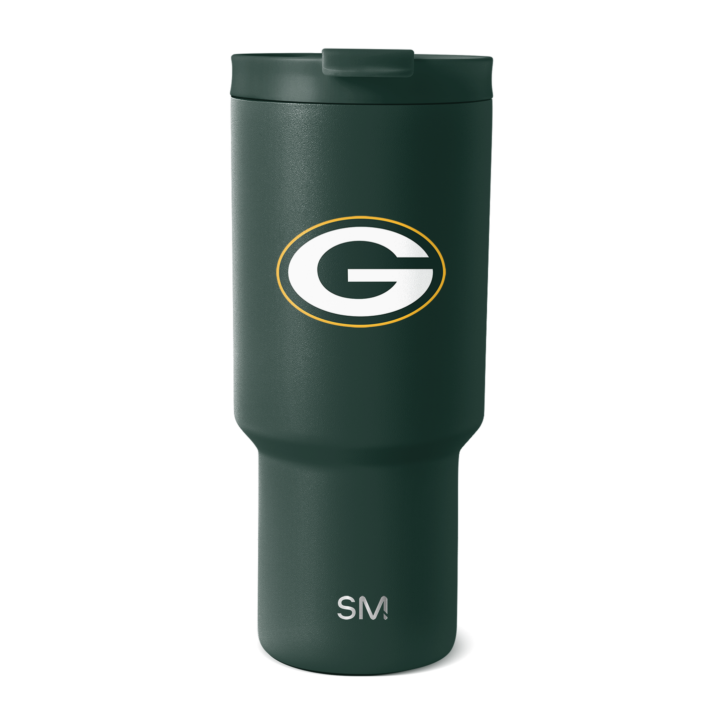 Green Bay Packers forest green tumbler with white, gold, and dark accents