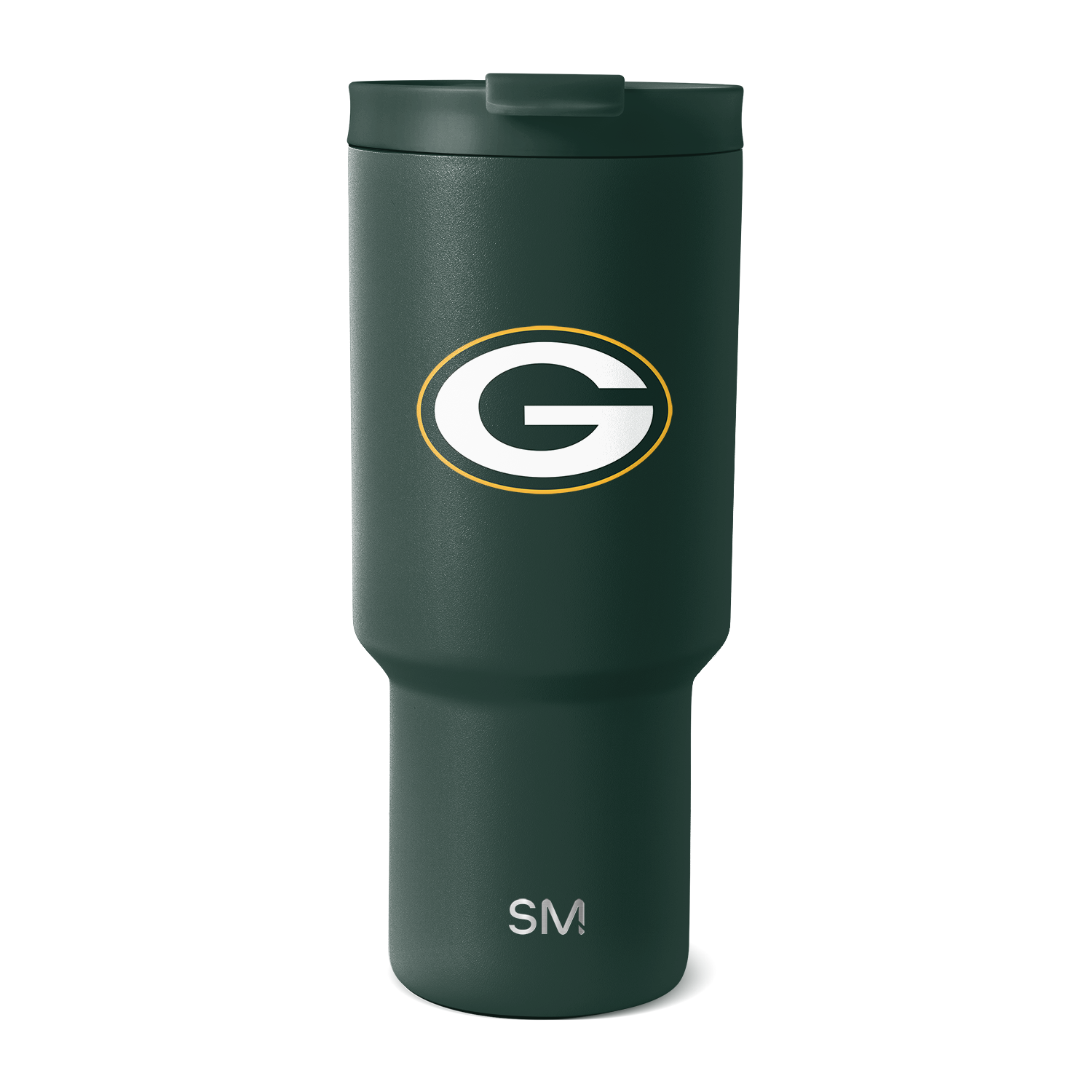 Green Bay Packers forest green tumbler with white, gold, and dark accents