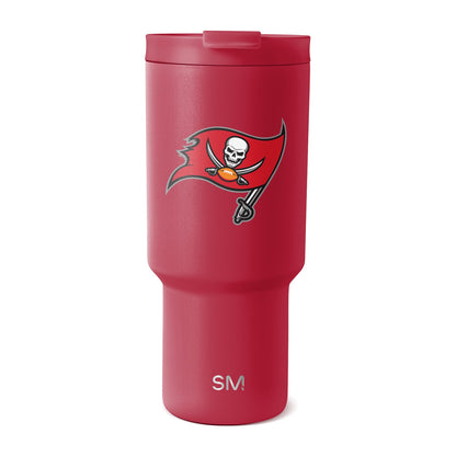 Red 30-ounce insulated tumbler with tapered design, wider top and narrower bottom section