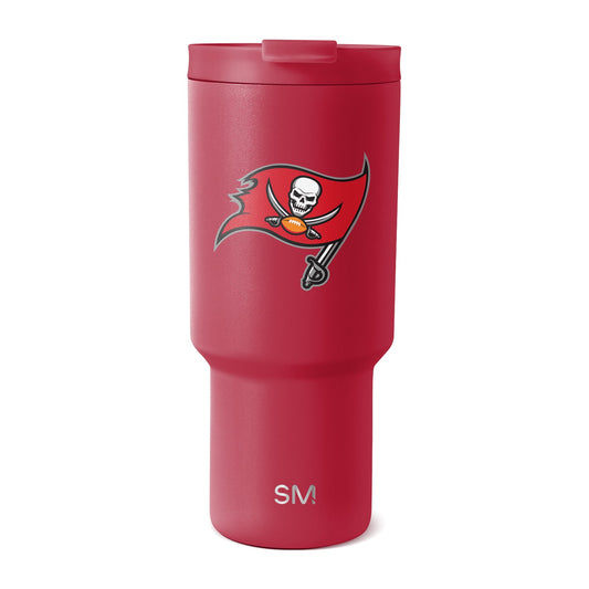 Red 30-ounce insulated tumbler with tapered design, wider top and narrower bottom section