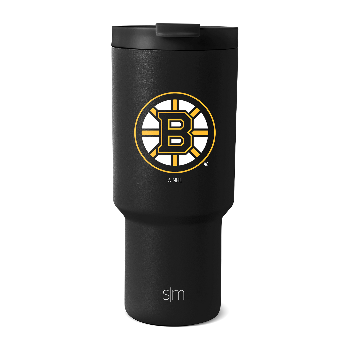 Matte black product with gold and yellow team logo accents, sleek modern design
