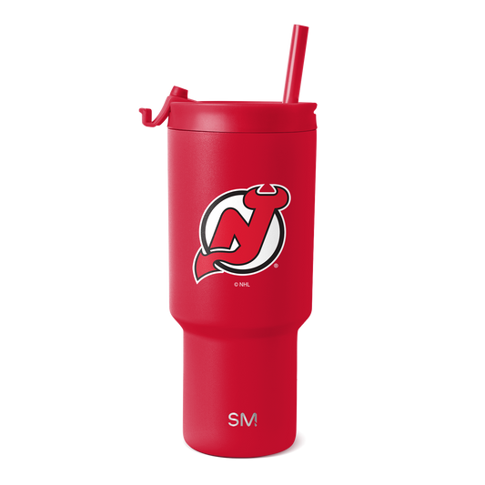 Bright red product with white logo and black outlines, featuring brand text and design elements on clean background