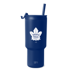 Navy blue tumbler with white graphic elements and contrasting design details, full body view of the TRK-F-30-H-TML drinkware.