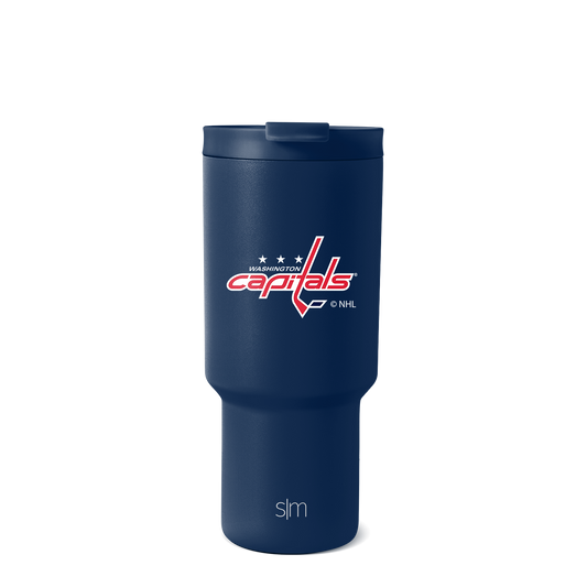 Deep navy blue sports product with red and white accent colors, featuring a professional athletic design
