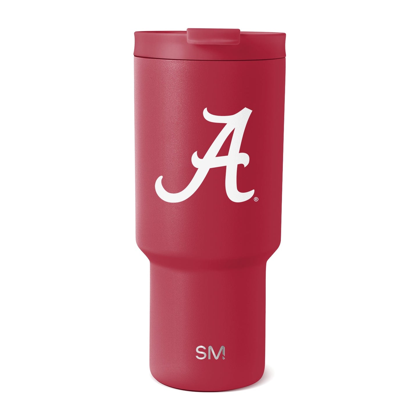 Crimson red tumbler with vertical ribbed texture on clean white background