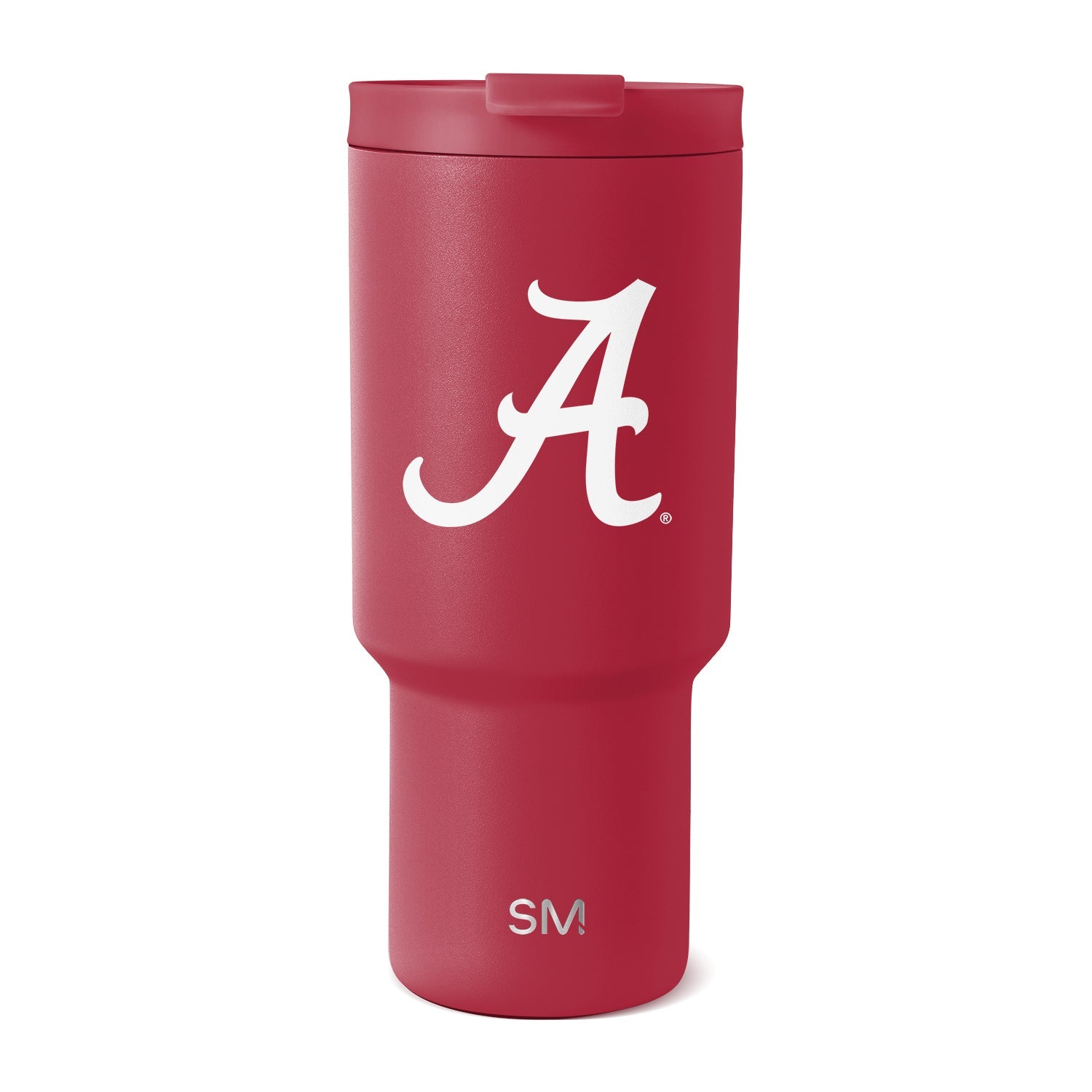 Crimson red tumbler with vertical ribbed texture on clean white background