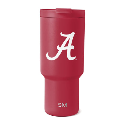 Crimson red tumbler with vertical ribbed texture on clean white background