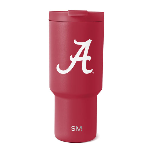 Crimson red tumbler with vertical ribbed texture on clean white background