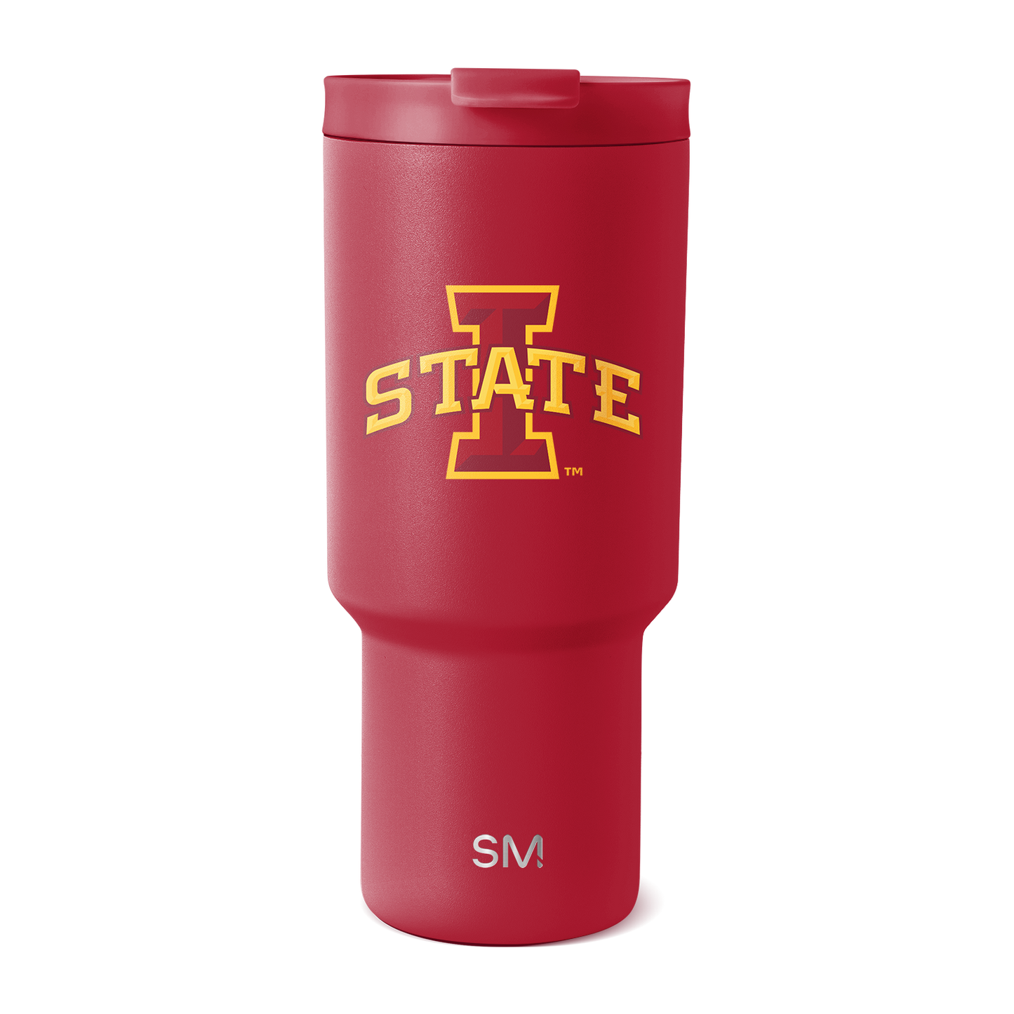 Cardinal red tumbler with golden yellow logo accents