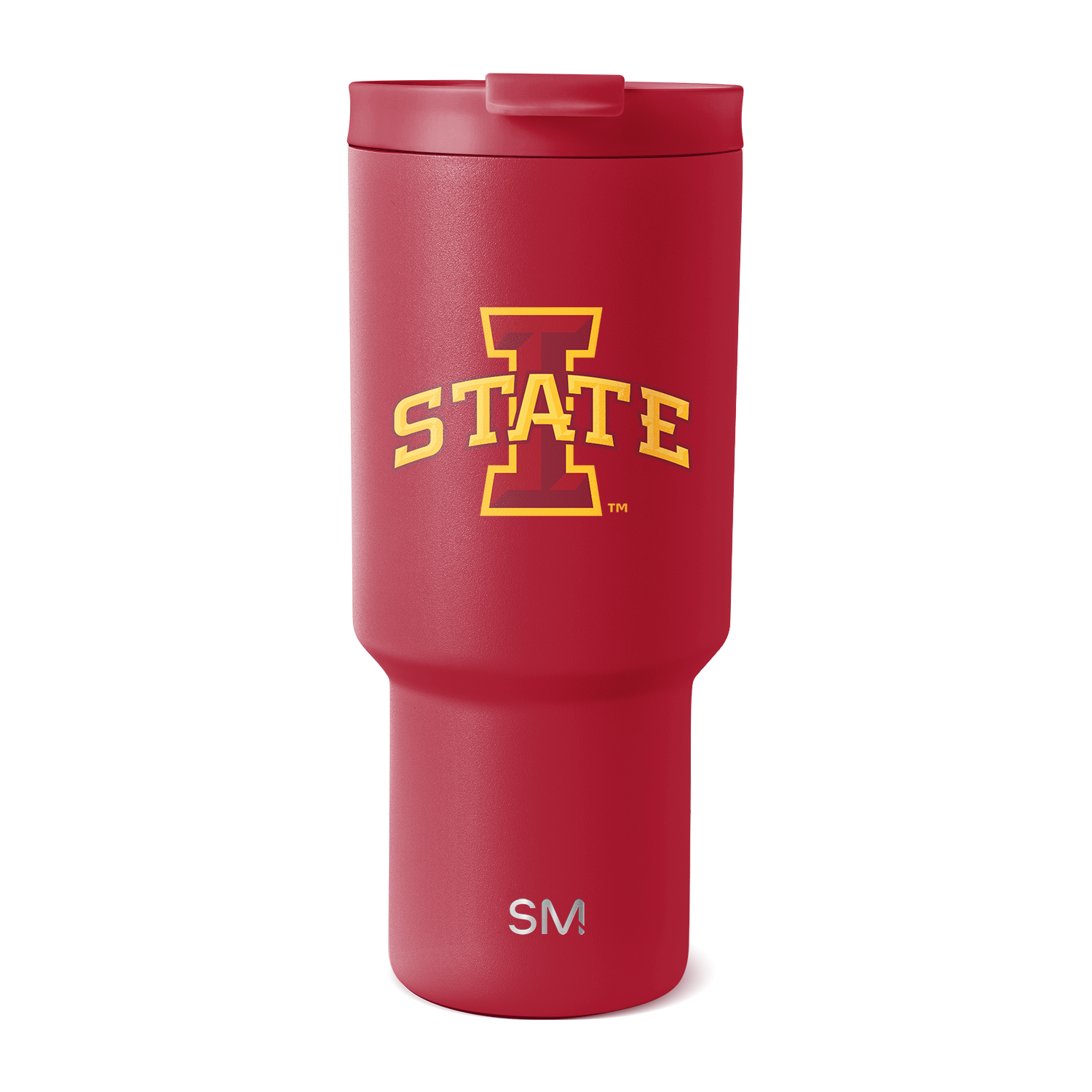 Cardinal red tumbler with golden yellow logo accents