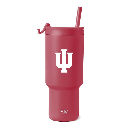 Burgundy matte finish tumbler with cylindrical shape and light reflections on white background