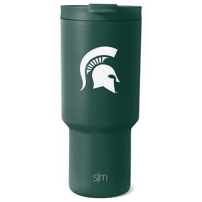 Mist green tumbler with matching lid and white accents, shown against a white background