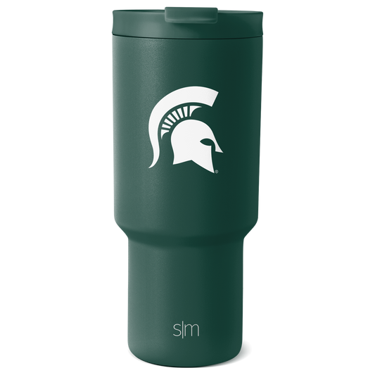 Mist green tumbler with matching lid and white accents, shown against a white background