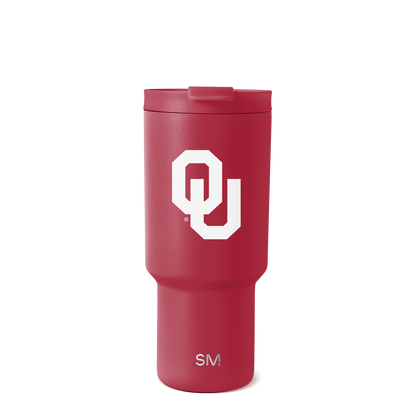 Deep burgundy red tumbler with white background