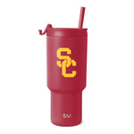 Cardinal red stainless steel insulated tumbler with tapered cylindrical design and widened middle section