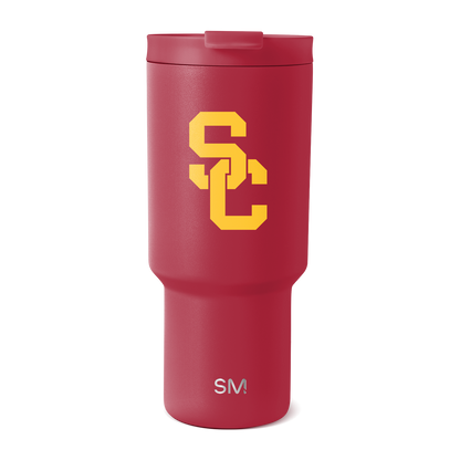 Cardinal red USC tumbler with gold accents, modern simple design