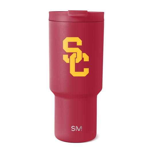 Cardinal red USC tumbler with gold accents, modern simple design
