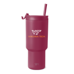 Burgundy matte tumbler with white and gold accents