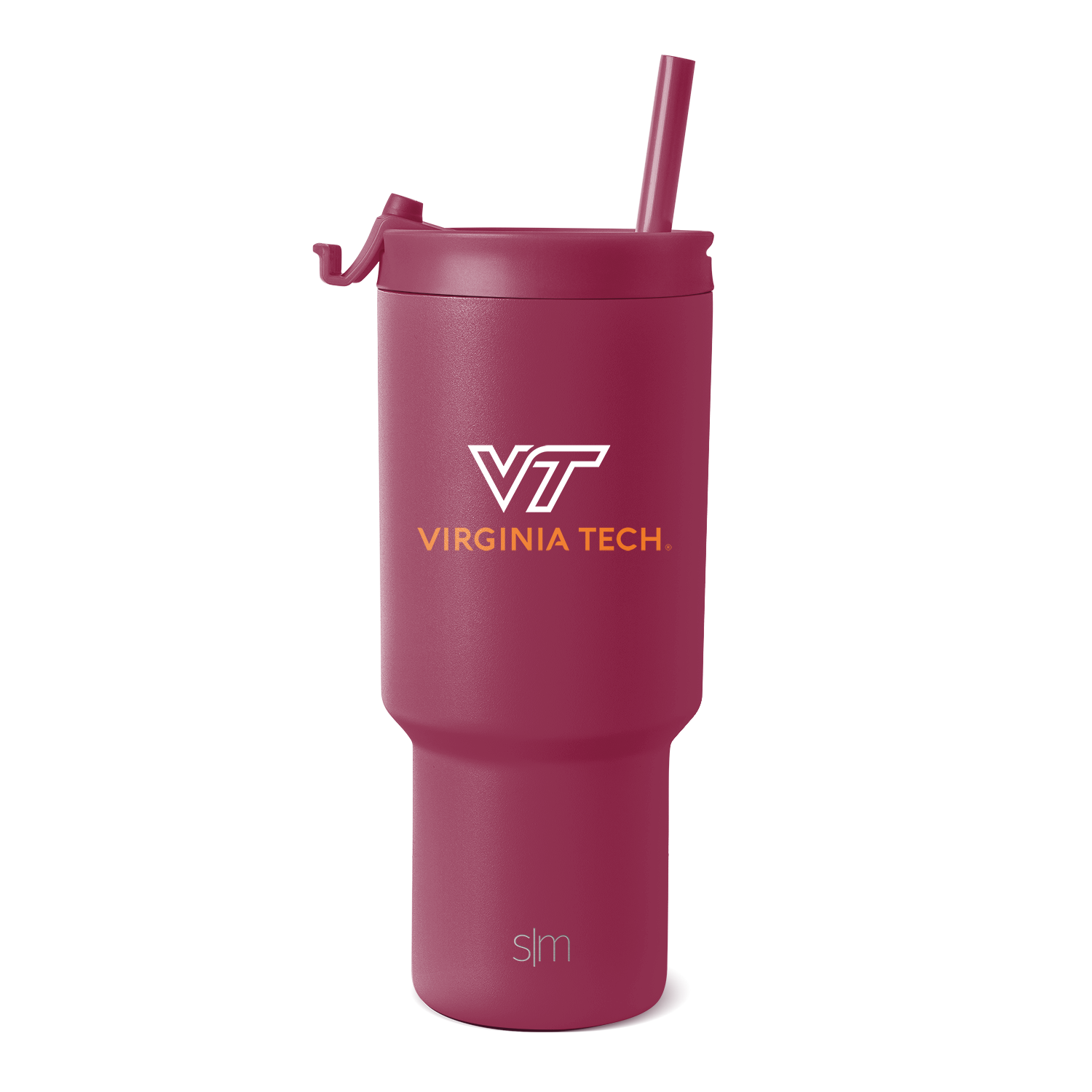Burgundy matte tumbler with white and gold accents