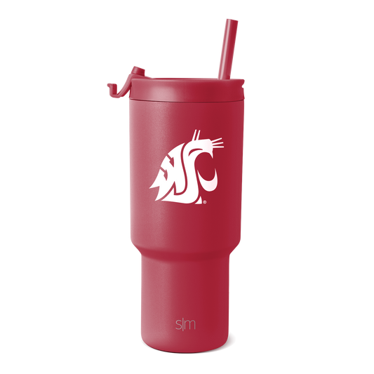 Deep crimson matte finish tumbler on white background