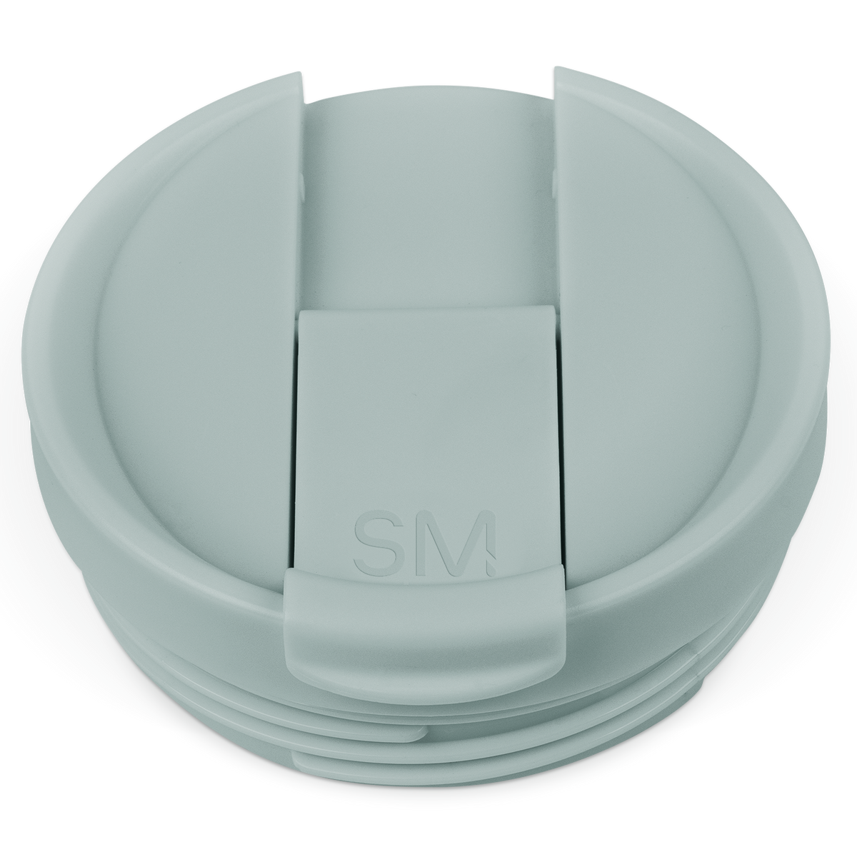Sage green flip lid container with soft muted finish on white background
