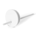 White storage lid with straight handles on light gray background
