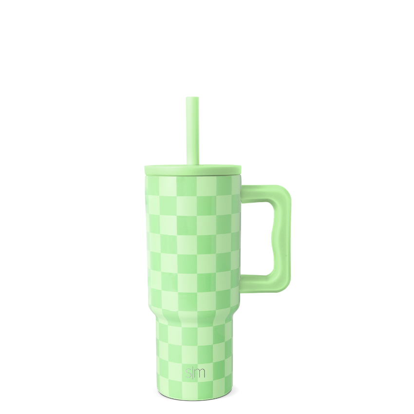 Soft pale lime green shirt with light green checkerboard pattern