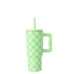 Soft pale lime green shirt with light green checkerboard pattern
