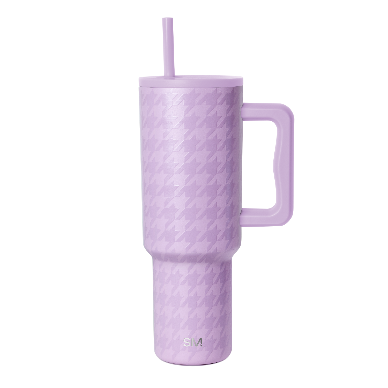 Soft lavender purple tumbler on white background