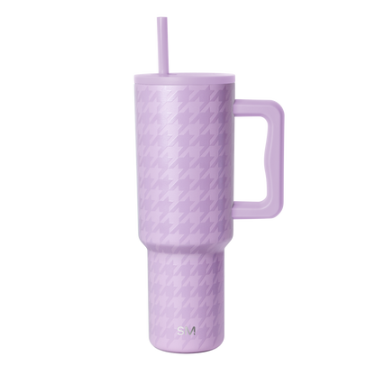 Soft lavender purple tumbler on white background