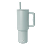 Sage green satin finish tumbler on white background