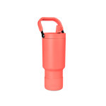 Coral-salmon pink insulated water bottle with white background