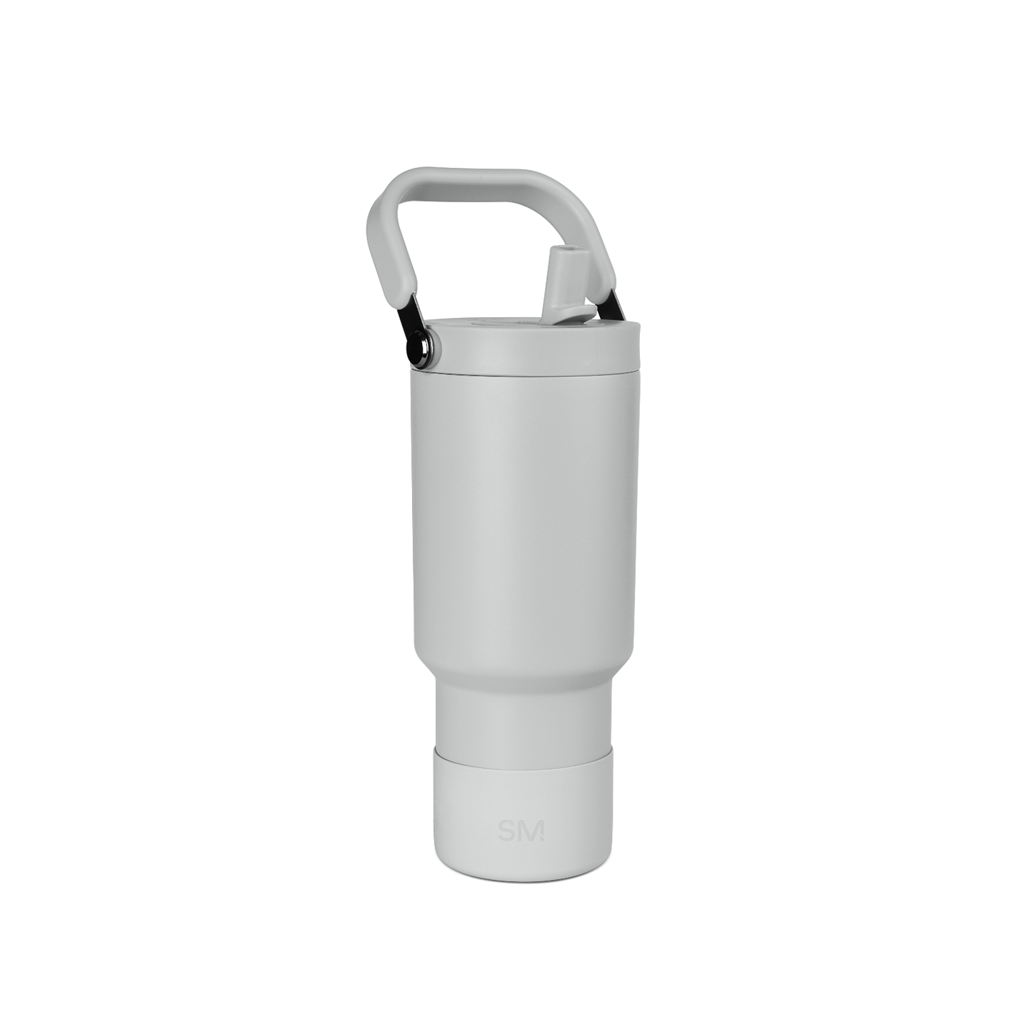 Pale gray cylindrical insulated drinkware vessel with streamlined modern design and minimalist proportions.