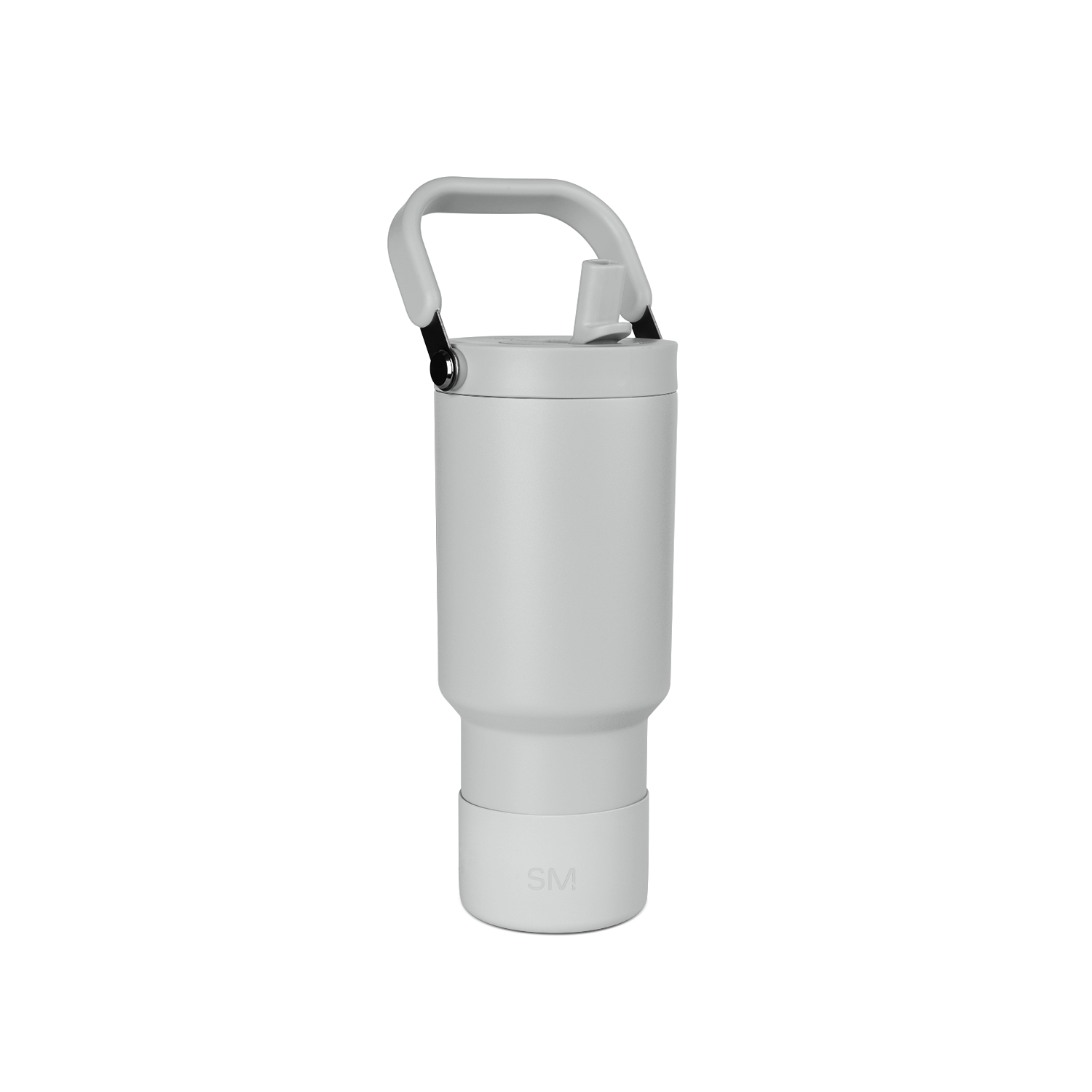 Pale gray cylindrical insulated drinkware vessel with streamlined modern design and minimalist proportions.