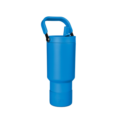 Bright blue modern drinkware with sleek minimalist design