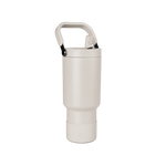 Pale beige cylindrical vessel with cream-colored closure cap on neutral off-white background.