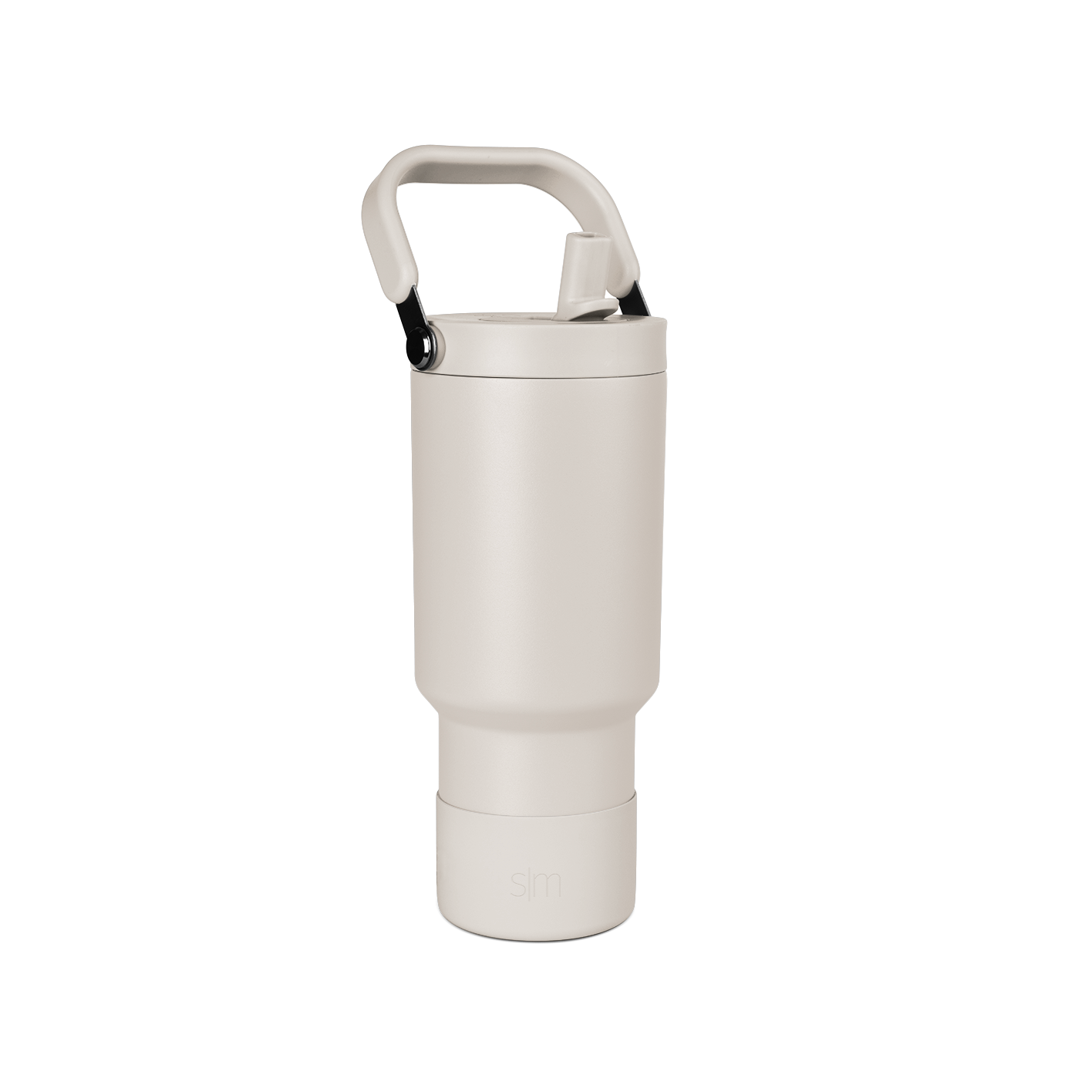 Pale beige cylindrical vessel with cream-colored closure cap on neutral off-white background.
