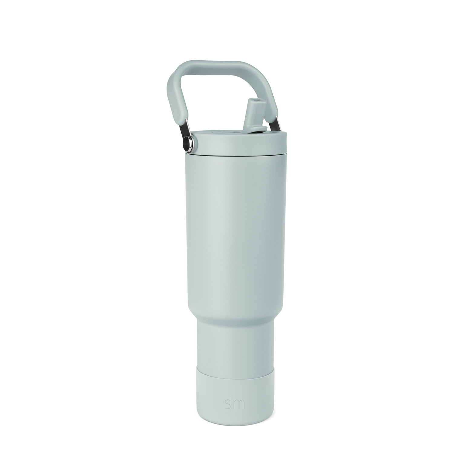Sage green tumbler with black accents, featuring a modern minimalist design with soft muted tones and contemporary styling.