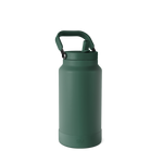 Sage green insulated water bottle with matching lid and handle, featuring a muted earthy tone with darker green accents