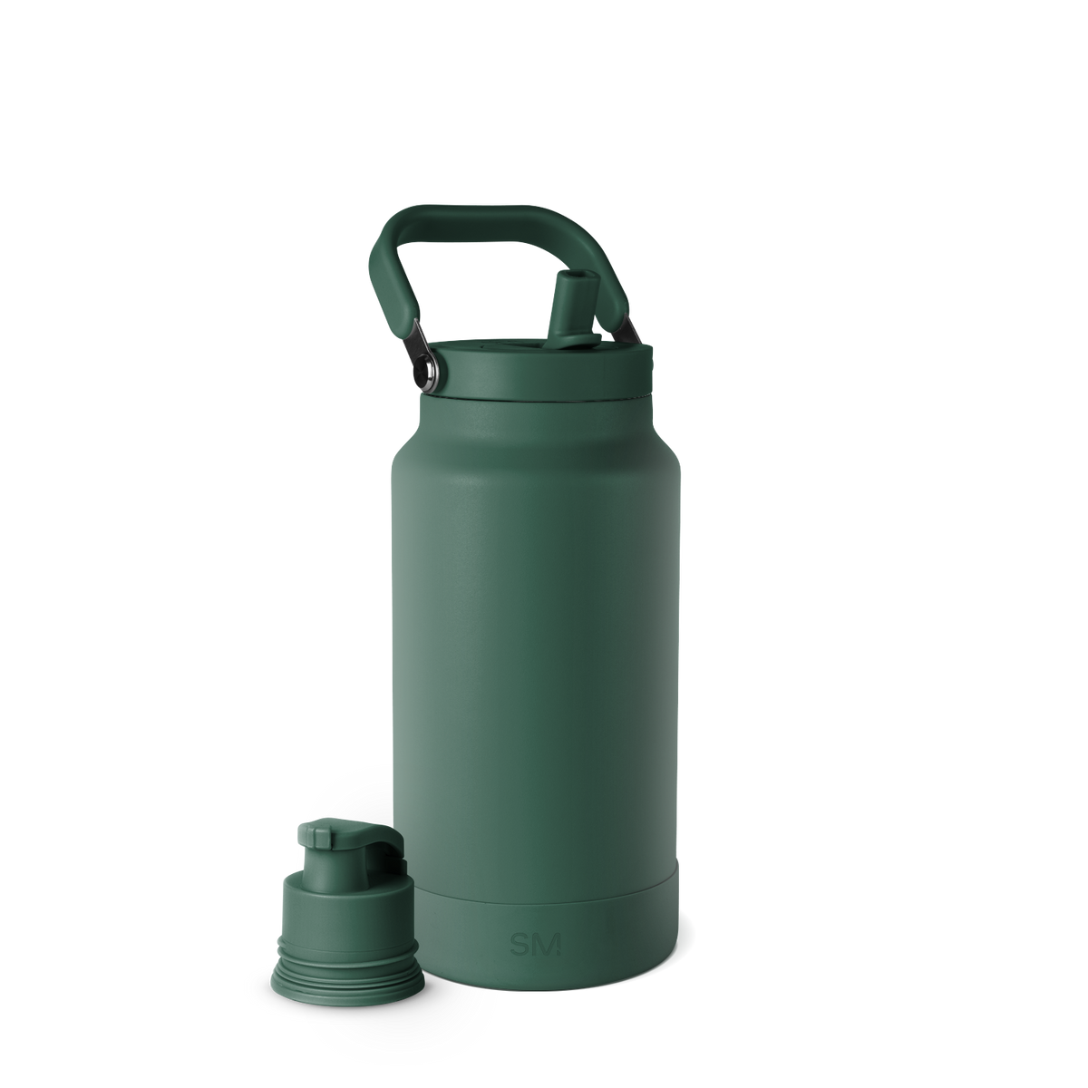 Sage green insulated bottle with matching detached lid displayed against a clean background