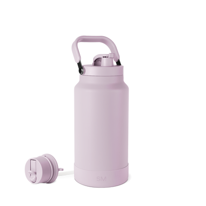 Dusty purple ceramic drinkware on white background