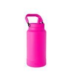 Hot pink water bottle against white background