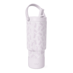 Pale lavender bottle with darker mauve camouflage pattern, featuring a handle and top rim detail.